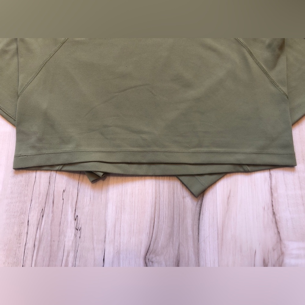 Lululemon Align V-Neck Long Sleeve Crop Top Olive Green Nulu Women's Size 6 - Picture 13 of 15